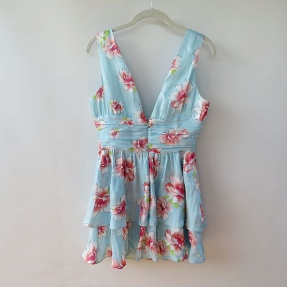 Majorelle Dress Womens Small Dora Blue Floral Surplice Neckline Lightweight - Picture 7 of 13